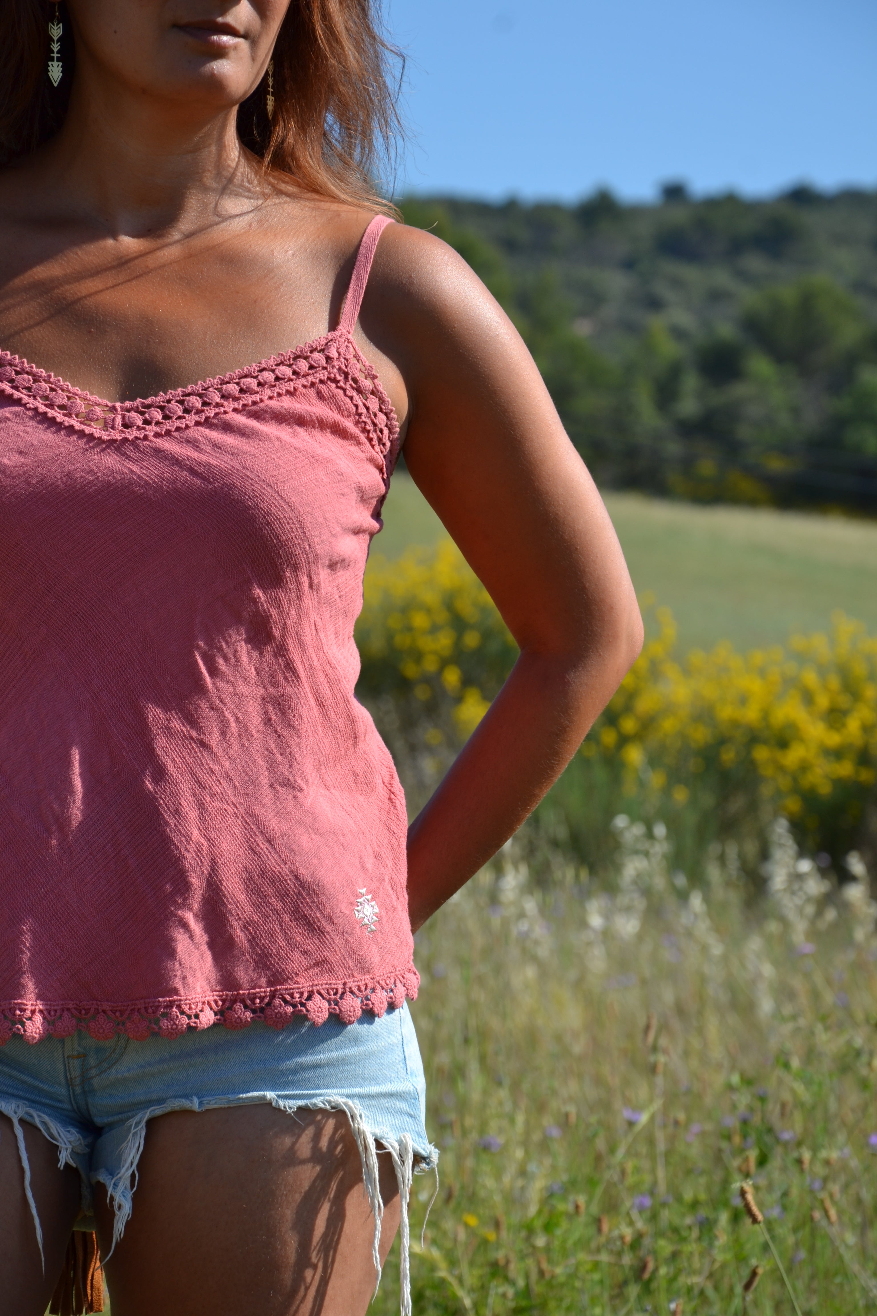 Débardeur Lin BOHO TANK - vieux rose