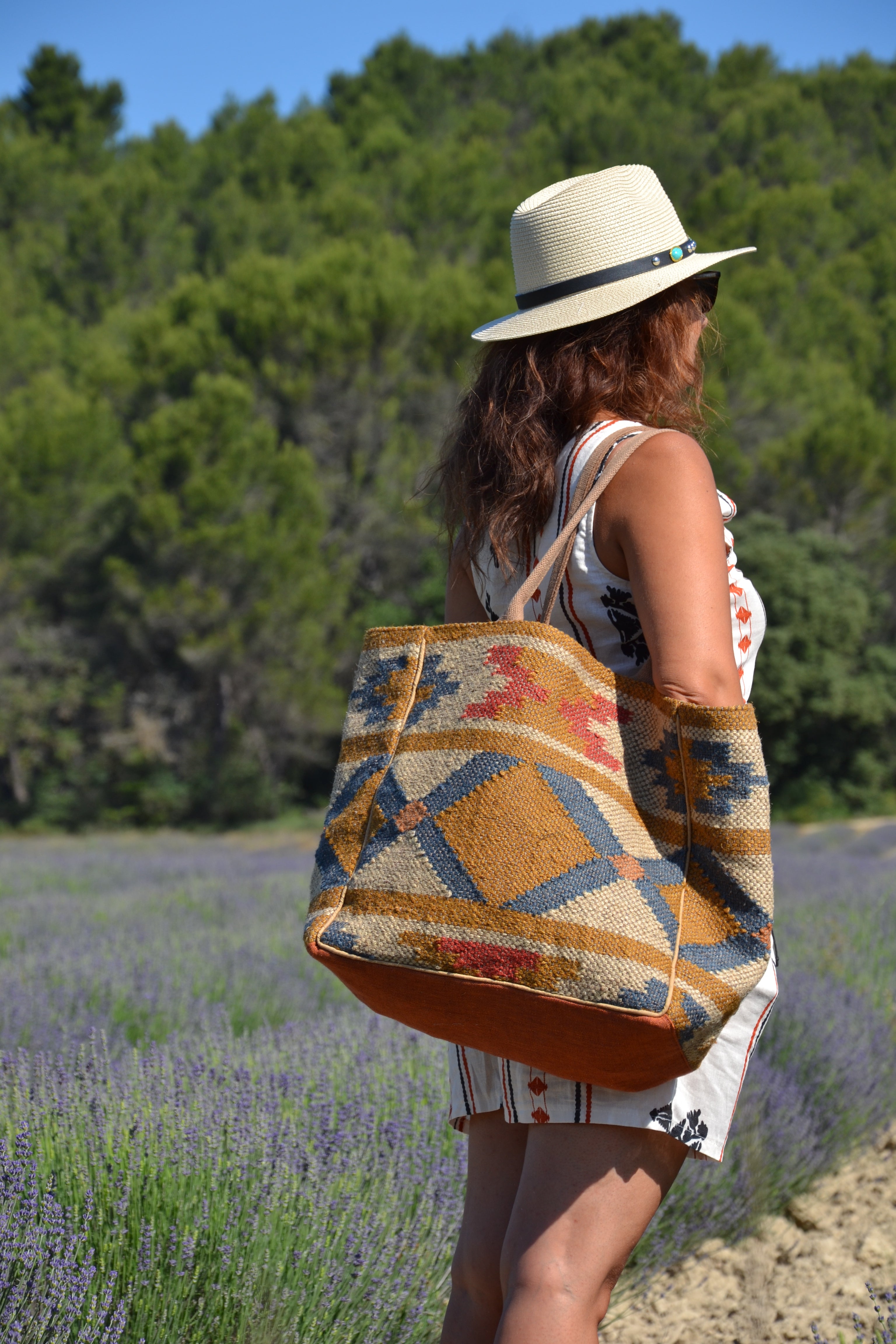 Kilim Bag — Grand sac tissé aztèque