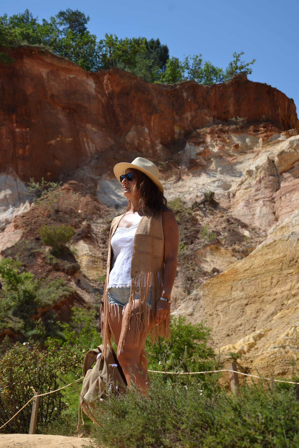 Fringe Vest — Veste sans manches à franges - camel