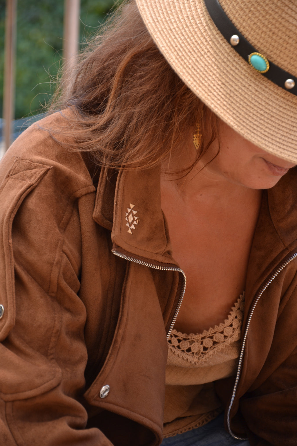 Canyon Jacket — Veste biker effet daim - Camel