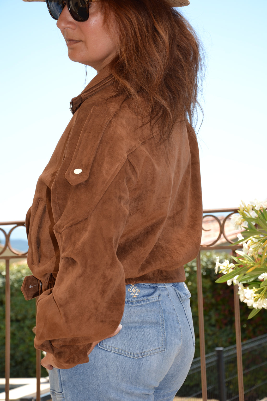 Canyon Jacket — Veste biker effet daim - Camel