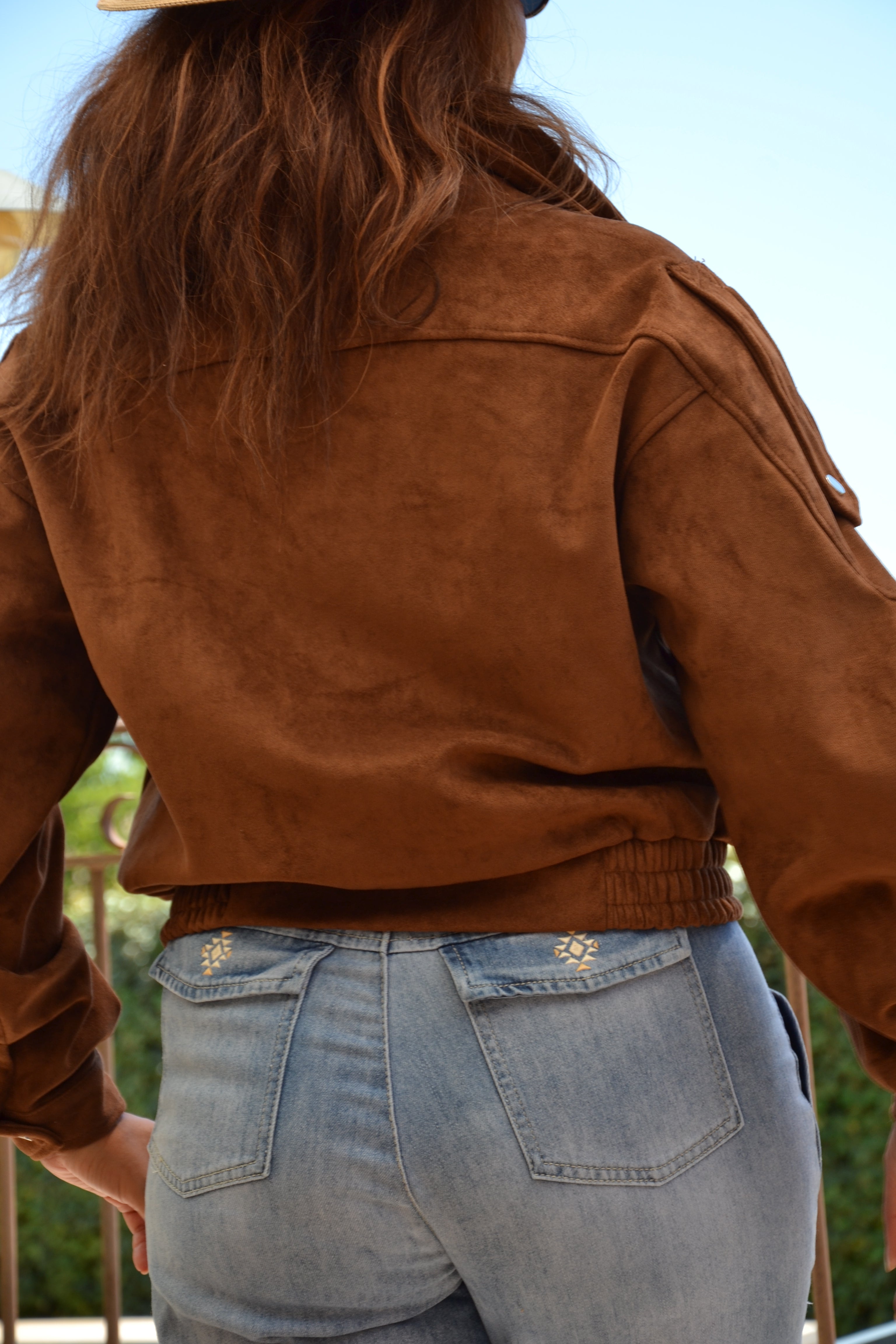 Canyon Jacket — Veste biker effet daim - Camel